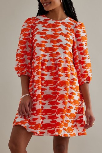 Selected Femme Abrielle Mini Dress in Orange / women’s short length babydoll dresses