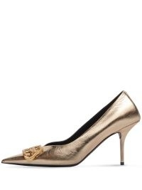 Balenciaga Square Knife BB 80mm pumps in gold ~ metallic court shoes ~ luxury occasion courts