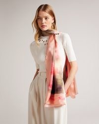 TED BAKER Bettiio Blurred Floral Long Silk Scarf in Light Pink / women’s silky printed scarves / womens accessories