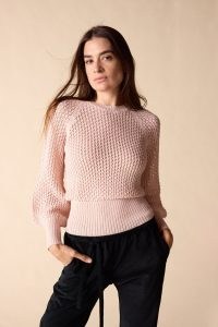 St. Roche BETTINA SWEATER in SHELL PINK | feminine raglan bishop sleeve sweaters | luxury knitwear | women’s luxe balloon sleeved jumpers