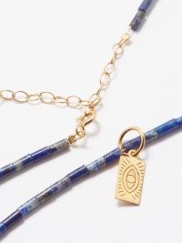 HERMINA ATHENS Delian lapis lazuli & gold-plated necklace – blue beaded necklaces with eye pendant – women’s summer jewellery