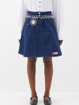 CHOPOVA LOWENA Otto carabiner organic-cotton denim skirt in blue ~ A-line skirts ~ designer clothes