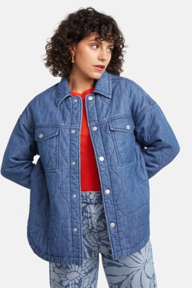 gorman Denim Shacket | women’s blue shackets | womens recycled cotton blend shirt jackets | sustainable overshirts - flipped
