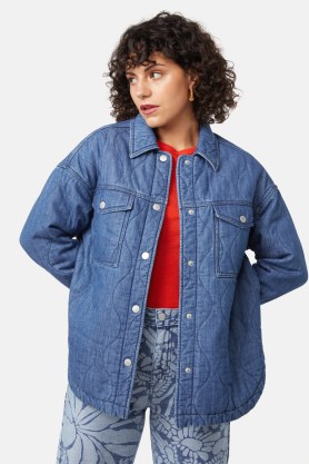 gorman Denim Shacket | women’s blue shackets | womens recycled cotton blend shirt jackets | sustainable overshirts