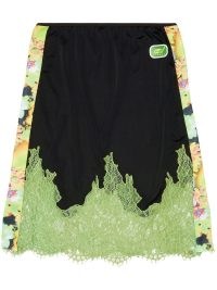 Diesel lace-embroidery logo skirt black/multicolour – semi sheer slip skirts
