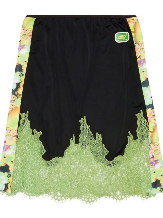 Diesel lace-embroidery logo skirt black/multicolour – semi sheer slip skirts