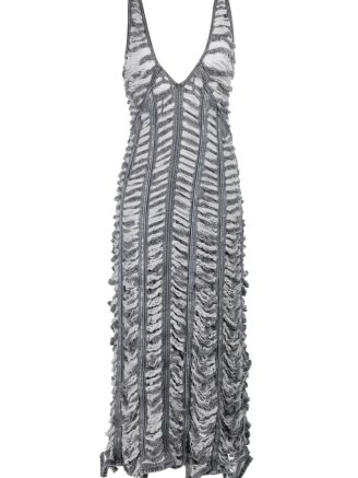 Diesel ruched denim sleeveless dress in ash grey ~ sleeveless V-neck plunge front dresses ~ women’s distressed clothes - flipped