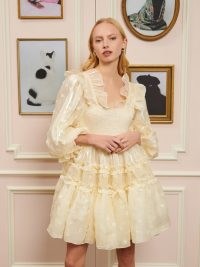 sister jane DREAM Big Ears Organza Dress in Pearled Ivory – women’s frothy party dresses – women’s romantic ruffle trim occasion fashion – ruffled tiered hem – romance inspired clothes – THE TEN CATS Collection – feminine clothing