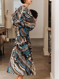 JIGSAW Terrain Linen Midi Skirt in Neutral / women’s printed skirts