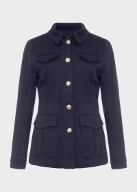 HOBBS FARRAH JACKET in Navy – women’s chic utility jackets – stylish pocket detail outerwear – womens dark blue utilitarian clothing