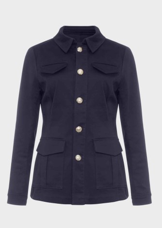 HOBBS FARRAH JACKET in Navy – women’s chic utility jackets – stylish pocket detail outerwear – womens dark blue utilitarian clothing - flipped