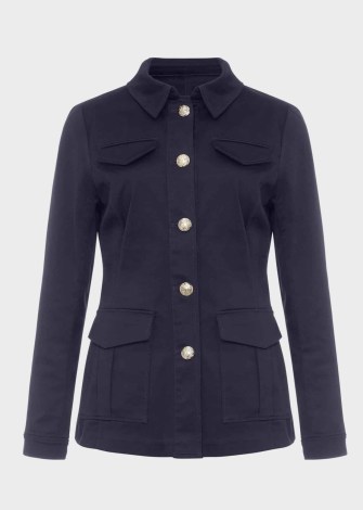 HOBBS FARRAH JACKET in Navy – women’s chic utility jackets – stylish pocket detail outerwear – womens dark blue utilitarian clothing