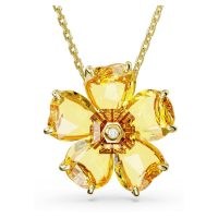 SWAROVSKI Florere necklace Flower, Yellow, Gold-tone plated – floral pendant necklaces made with crystals – women’s jewellery – coloured pendants