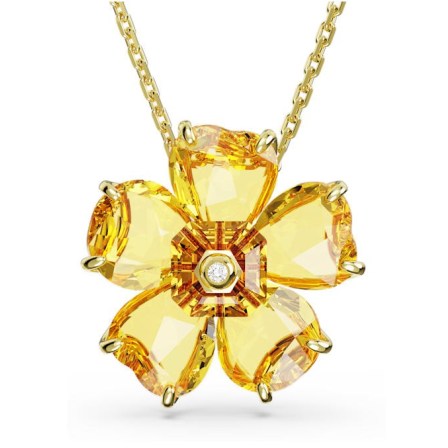 SWAROVSKI Florere necklace Flower, Yellow, Gold-tone plated – floral pendant necklaces made with crystals – women’s jewellery – coloured pendants - flipped