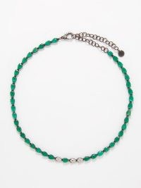 SHAY Peardrop diamond, emerald & 18kt gold necklace ~ women’s luxury green stone choker necklaces ~ womens fine jewellery ~ emeralds and diamonds