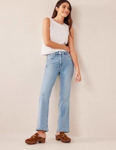 Boden High Rise True Straight Jeans in Light Vintage | women’s pale blue denim clothes - flipped