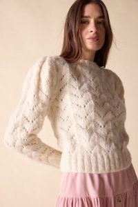 St. Roche IVY SWEATER in IVORY | luxe Alpaca blend jumpers | feminine knitwear | women’s soft hand knitted sweaters | luxury knits | womens puff sleeve jumper