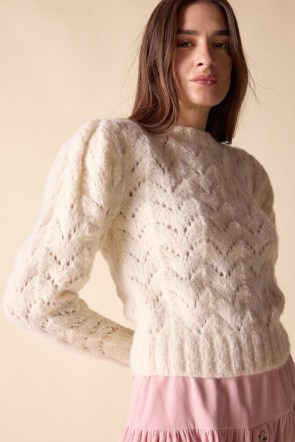 St. Roche IVY SWEATER in IVORY | luxe Alpaca blend jumpers | feminine knitwear | women’s soft hand knitted sweaters | luxury knits | womens puff sleeve jumper