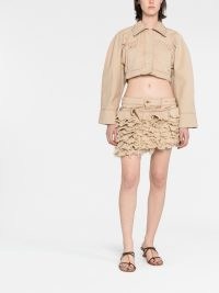 Jacquemus La Jupe de Nîmes Artichaut miniskirt in beige | women’s ruffled mini skirt | womens organic cotton clothes | ruffled fashion | asymmetric hem