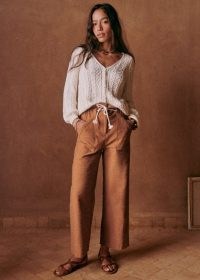 Sézane JACQUES TROUSERS in Camel ~ women’s brown cord tie waist trousers ~ womens neutral clothes ~ casual clothing essentials