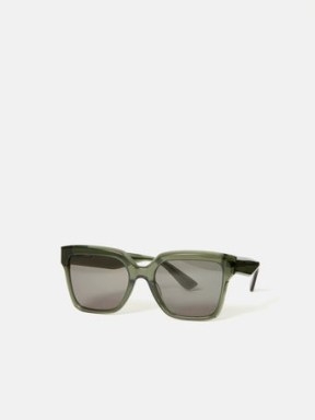 Jigsaw Maldon D-Frame Sunglasses in Green – women’s large square framed sunnies – womens oversized eyewear - flipped