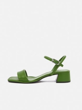 Jigsaw Adel Leather Heeled Sandal in Green ~ women’s strappy block heel sandals - flipped
