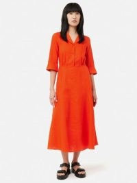 Jigsaw Linen Shirt Dress Orange / bright summer dresses / women’s vibrant coloured clothes