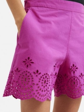 Jigsaw Broderie Beach Short in Pink Orchid – women’s cut out embroidered shorts – womens beachwear – poolside clothing