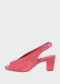 HOBBS KALI SANDAL in BRIGHT GERANIUM ~ pink suede slingback sandals ~ block heel slingbacks