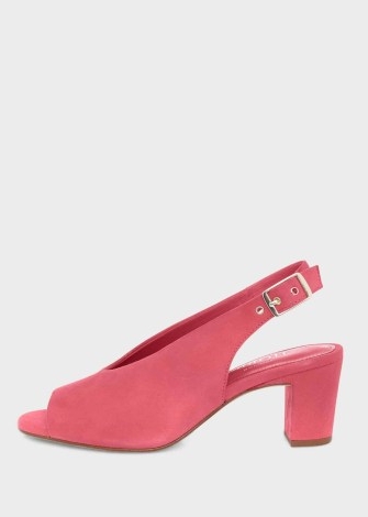 HOBBS KALI SANDAL in BRIGHT GERANIUM ~ pink suede slingback sandals ~ block heel slingbacks