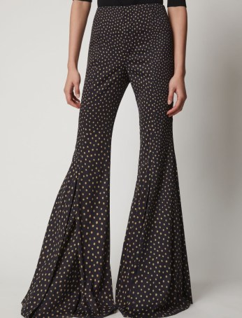 Proenza Schouler Printed Dot Wide Leg Pants | women’s extreme flared pants | womens exaggerated retro flares | spot print trousers - flipped