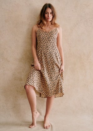 Sézane MARGUARITA DRESS Leopard / animal print slip dresses / strappy fashion / clothes with skinny shoulder straps / cami strap clothing
