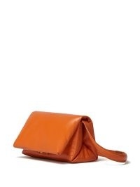 Marni small Prisma leather shoulder bag in sunset orange ~ small puffy handbags ~ 90s style luxury bags ~ womens luxe accessories
