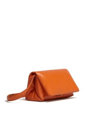 Marni small Prisma leather shoulder bag in sunset orange ~ small puffy handbags ~ 90s style luxury bags ~ womens luxe accessories - flipped