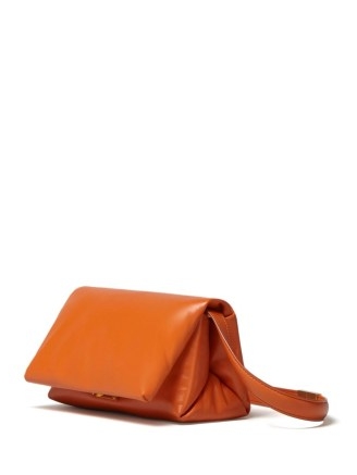 Marni small Prisma leather shoulder bag in sunset orange ~ small puffy handbags ~ 90s style luxury bags ~ womens luxe accessories