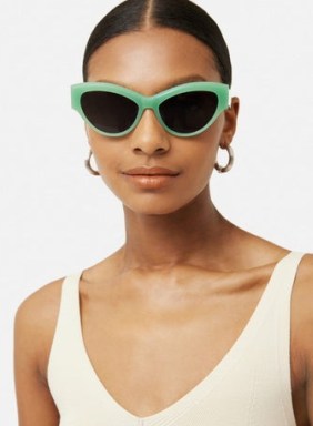 Jigsaw Burley Cats Eye Sunglasses in Green | women’s vintage style eyewear | womens large retro sunnies