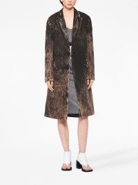 Miu Miu double-breasted denim coat in blacl / coffe brown | women’s designer coats