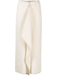 Nanushka draped midi skirt cream/white – front drape detail skirts – ruffled clothes