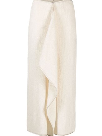 Nanushka draped midi skirt cream/white – front drape detail skirts – ruffled clothes