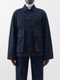 LEMAIRE Oversized-pocket denim jacket in navy – women’s dark blue utility style jackets