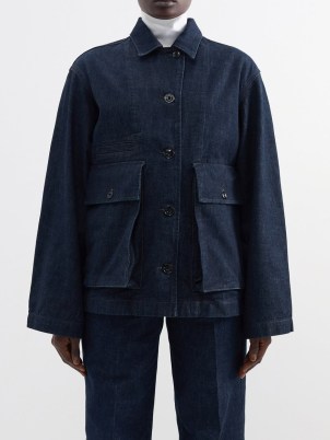 LEMAIRE Oversized-pocket denim jacket in navy – women’s dark blue utility style jackets - flipped