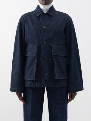 LEMAIRE Oversized-pocket denim jacket in navy – women’s dark blue utility style jackets