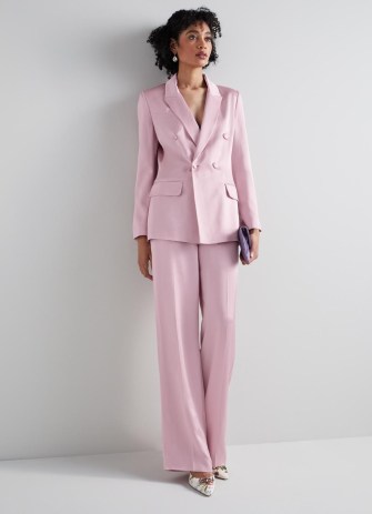 L.K. BENNETT Rose Pink Italian Satin Jacket ~ women’s luxury occasion jackets ~ summer event clothing - flipped