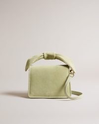 TED BAKER Niyah Soft Knot Bow Mini Cross Body Bag in Light Green / small handbags with top handle / women’s crossbody bags