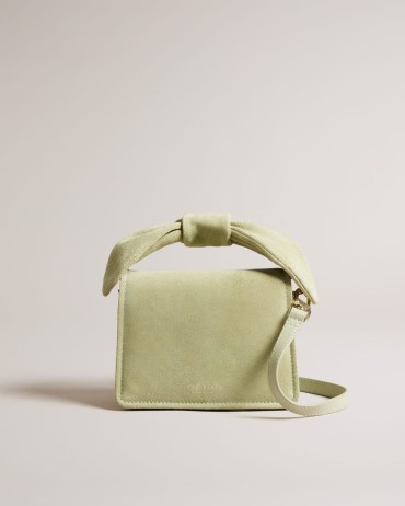 TED BAKER Niyah Soft Knot Bow Mini Cross Body Bag in Light Green / small handbags with top handle / women’s crossbody bags