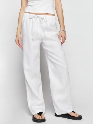 Reformation Olina Linen Pant in White / women’s casual drawsting trousers / womens casual relaxed leg pants