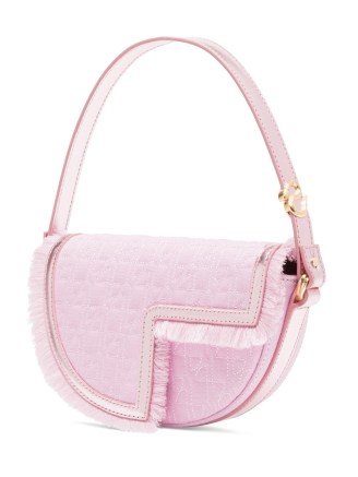 Patou x Sita Le Petit Patou shoulder bag in pink ~ luxury half moon handbags ~ small curved asymmetric top handle bags - flipped