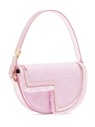 Patou x Sita Le Petit Patou shoulder bag in pink ~ luxury half moon handbags ~ small curved asymmetric top handle bags