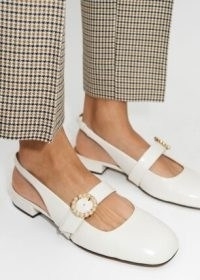ME and EM Pearl Buckle Slingback in Off White ~ luxury Mary Jane slingbacks ~ luxe vintage style shoes ~ cute Mary Janes