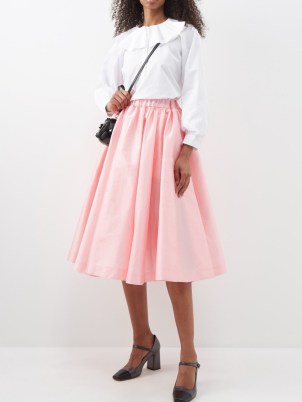 THE MEANING WELL Alice upcycled taffeta midi skirt ~ women’s pink sustainable skirts ~ womens deadstock fabric clothing
